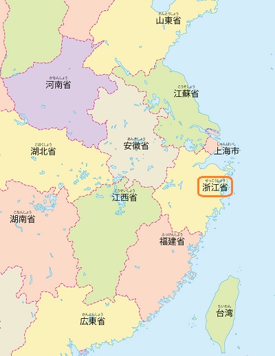 中国浙江省地図