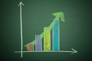 黒板の上の棒グラフ