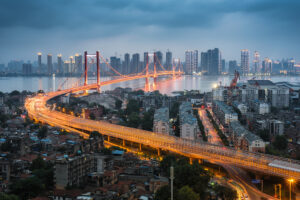 武漢市の幹線道路と川